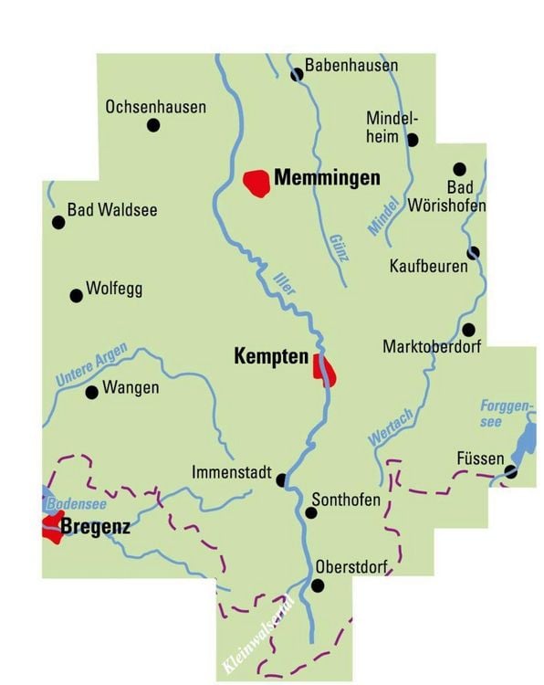 Produktbild: ADFC-Regionalkarte Allg&auml;u 1:75.000, mit Tagestourenvorschl&auml;gen, rei&szlig;- und wetterfest, E-Bike-geeignet, GPS-Tracks-Download