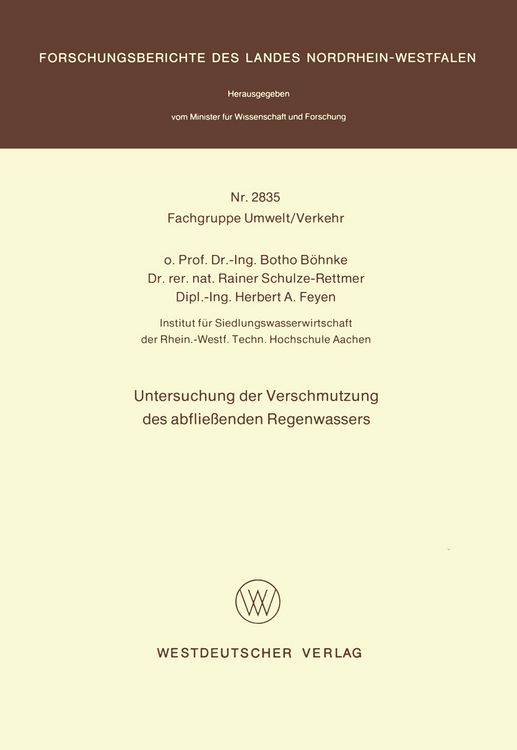 Produktbild: Untersuchung der Verschmutzung des abflie&szlig;enden Regenwassers