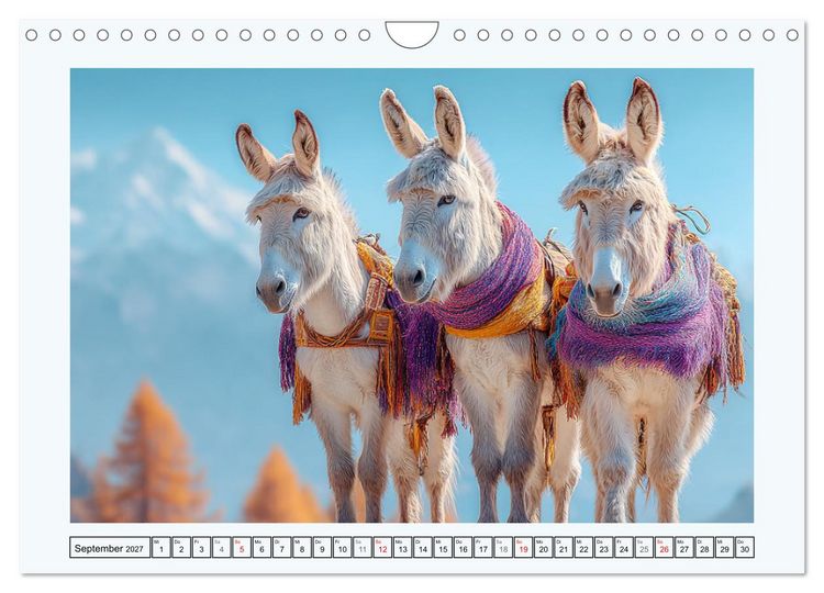 Produktbild: Sanfte Eselpoesie. Momente zwischen Bergwelt und Meer (Wandkalender 2027 DIN A4 quer), CALVENDO Monatskalender