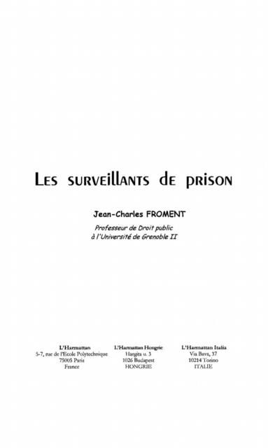 Produktbild: Surveillants de prison