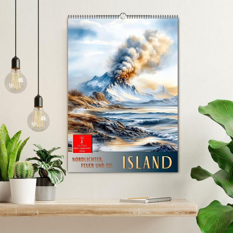 Produktbild: Island - Nordlichter, Feuer und Eis (Wandkalender 2026 DIN A2 hoch), CALVENDO Monatskalender