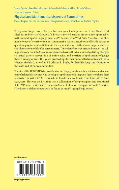 Produktbild: Physical and Mathematical Aspects of Symmetries