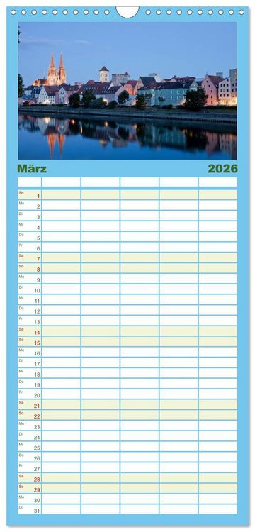 Produktbild: Familienplaner 2026 - Bayern bei Nacht mit 5 Spalten (Wandkalender, 21 x 45 cm) CALVENDO