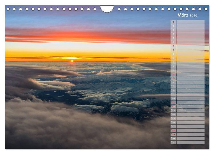 Produktbild: Colours of Flight - Stimmungen &uuml;ber den Wolken (Wandkalender 2026 DIN A4 quer), CALVENDO Monatskalender