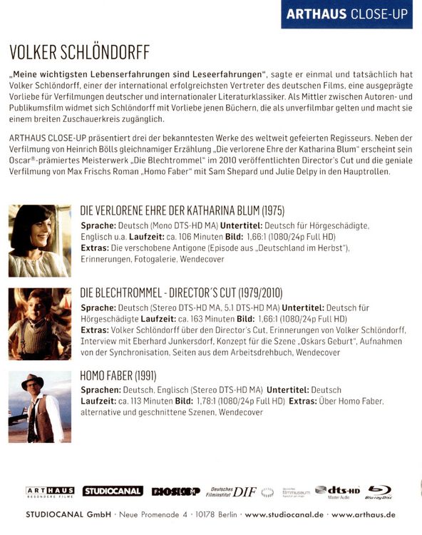 Produktbild: Volker Schl&ouml;ndorff - Arthaus Close-Up [3 BRs]