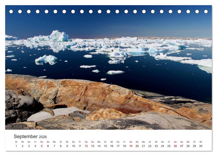 Produktbild: Gr&ouml;nland Bizarre Eiswelt um Ilulissat (Tischkalender 2026 DIN A5 quer), CALVENDO Monatskalender