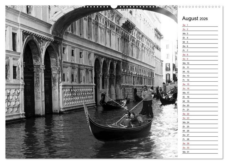 Produktbild: Venedig schwarz-wei&szlig; (Wandkalender 2026 DIN A2 quer), CALVENDO Monatskalender