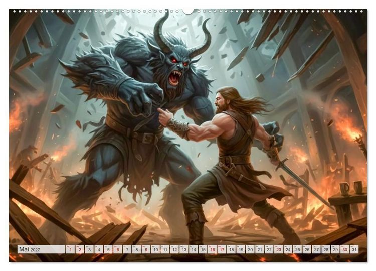 Produktbild: Beowulf &ndash; Die Saga des Drachenbezwingers (Wandkalender 2027 DIN A2 quer), CALVENDO Monatskalender