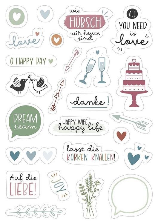 Produktbild: Brunnen Sticker-Set Hochzeit