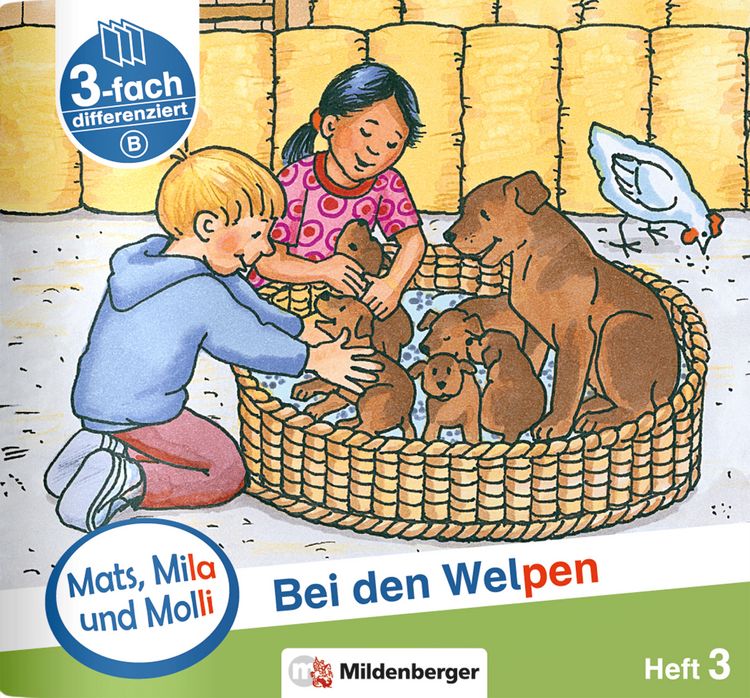 Produktbild: Mats, Mila und Molli &ndash; Heft 3: Bei den Welpen - Schwierigkeitsstufe B