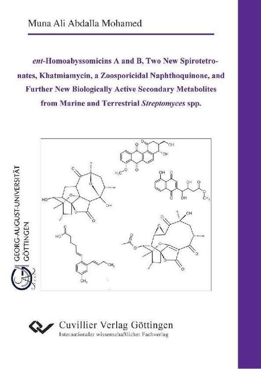 Produktbild: "ent-Homoabyssomicins A and B, Two New Spirotetronates, Khatmiamycin, a Zoosporicidal Naphthoquinone, and Further New Biologically Active Secondary