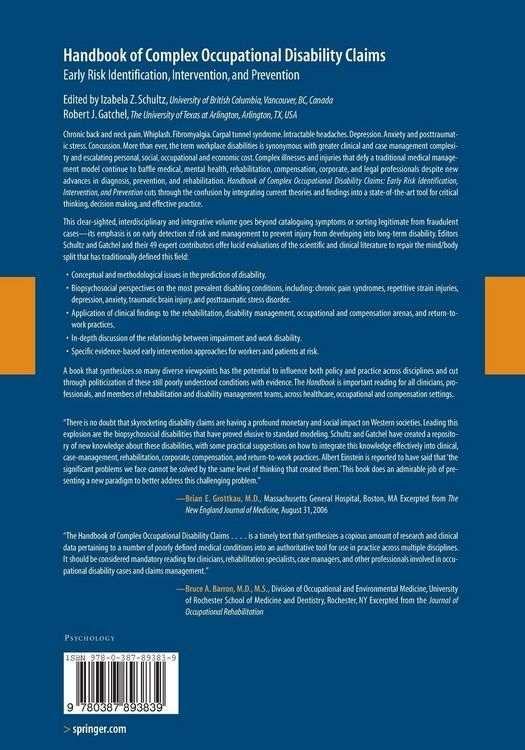 Produktbild: Handbook of Complex Occupational Disability Claims