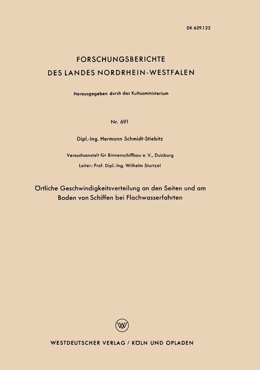 Produktbild: &Ouml;rtliche Geschwindigkeitsverteilung an den Seiten und am Boden von Schiffen bei Flachwasserfahrten