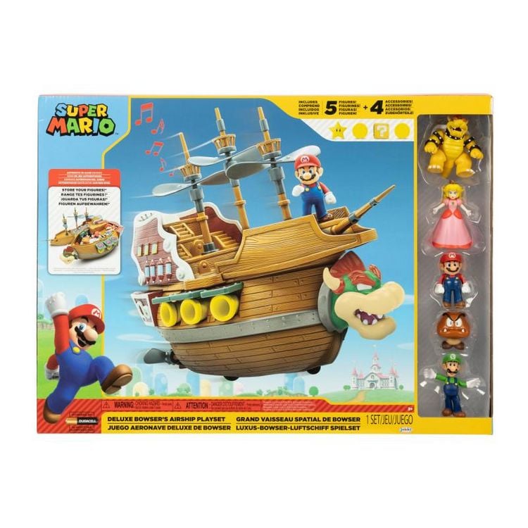 Produktbild: Nintendo Super Mario Deluxe Spielset - Bowser&acute;Schiff - inkl. 5 Figuren 6,5 cm & 4 Zubeh&ouml;r