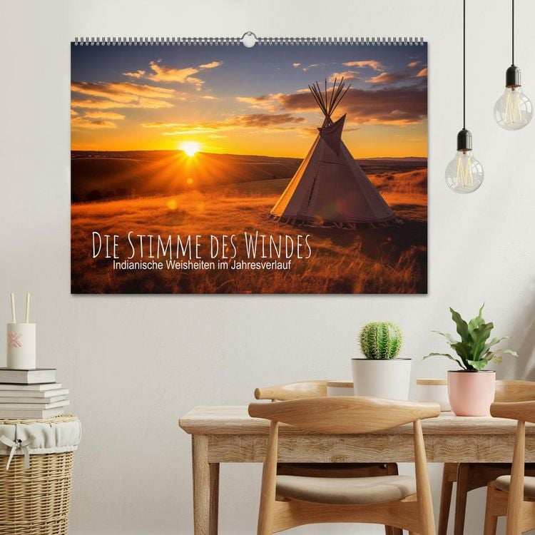 Produktbild: Die Stimme des Windes: Indianische Weisheiten im Jahresverlauf (Wandkalender 2026 DIN A2 quer), CALVENDO Monatskalender