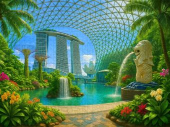 Produktbild: CALVENDO Puzzle Singapur - Malaysia - verschiedene Sehensw&uuml;rdigkeiten kombiniert | 1000 Teile Lege-Gr&ouml;&szlig;e 64x48cm Foto-Puzzle f&uuml;r gl&uuml;ckliche Stunden