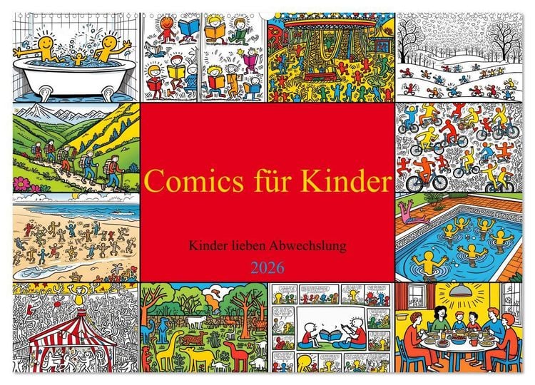 Produktbild: Comics f&uuml;r Kinder . Kinder lieben Abwechslung (Wandkalender 2026 DIN A2 quer), CALVENDO Monatskalender
