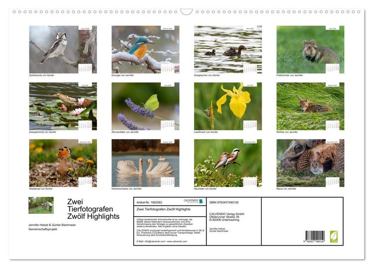 Produktbild: Zwei Tierfotografen Zw&ouml;lf Highlights (Wandkalender 2026 DIN A2 quer), CALVENDO Monatskalender