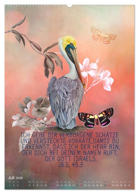 Produktbild: Bibelworte f&uuml;r Vogelfreunde (Wandkalender 2026 DIN A2 hoch), CALVENDO Monatskalender