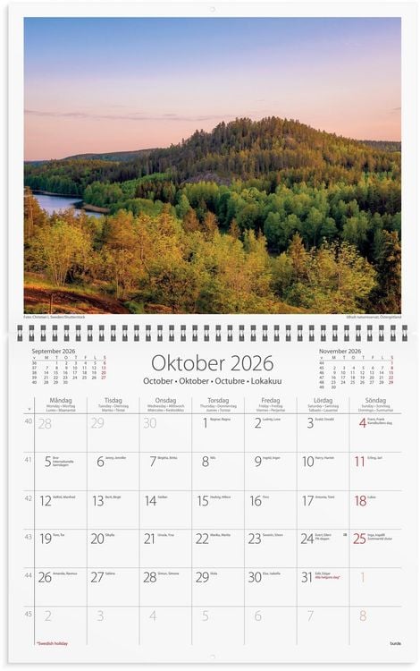 Produktbild: Burde Wandkalender Schweden mit Kuvert 2026