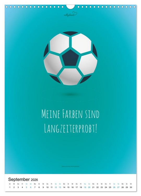 Produktbild: vollgeherzt: Der lustige Zitate-Wandkalender f&uuml;r Fu&szlig;ballfans und Sportbegeisterte! (Wandkalender 2026 DIN A3 hoch), CALVENDO Monatskalender
