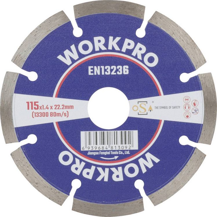 Produktbild: WorkPro GSOSSE-1 Trennscheibe 115 mm 1 St. Keramik, Porzellan, Marmor, Mauerwerk, Glas, Kalkstein, Granit, Naturstein, Sandstein