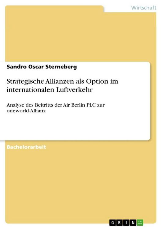 Produktbild: Strategische Allianzen als Option im internationalen Luftverkehr