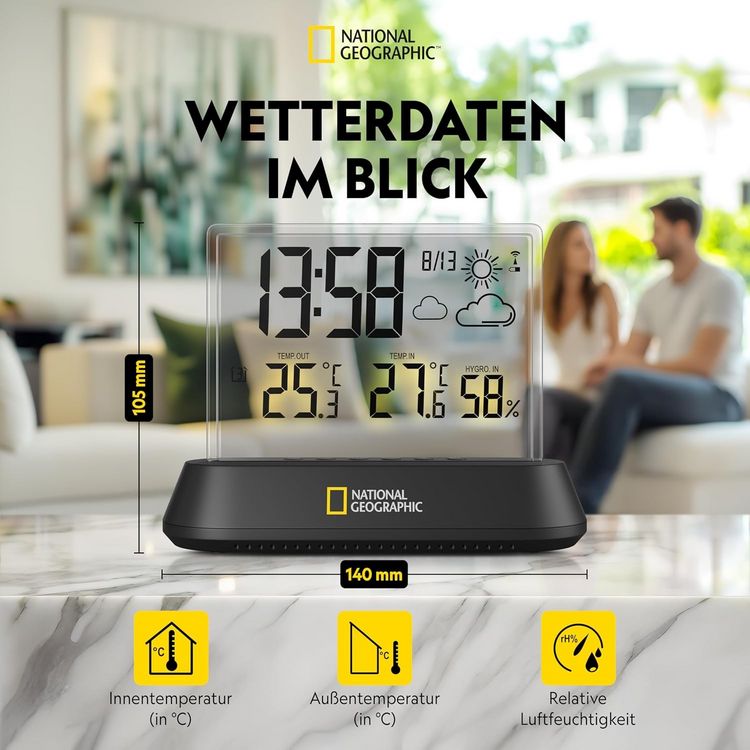 Produktbild: Bresser 13872 - NATIONAL GEOGRAPHIC Funkwetterstation Transparent, drahtlos