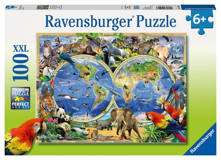 Produktbild: Puzzle Ravensburger Tierisch um die Welt 100 Teile XXL