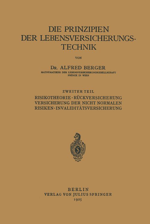 Produktbild: Die Prinzipien der Lebensversicherungstechnik