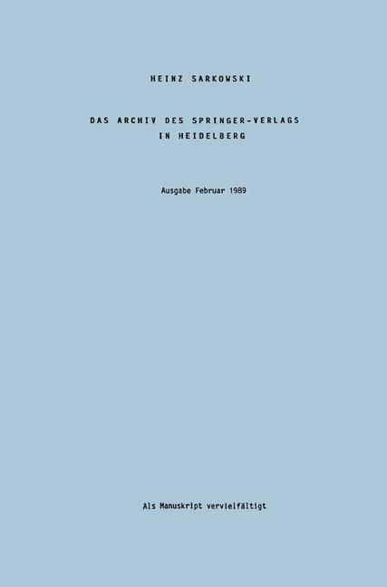 Produktbild: Das Archiv des Springer-Verlags in Heidelberg