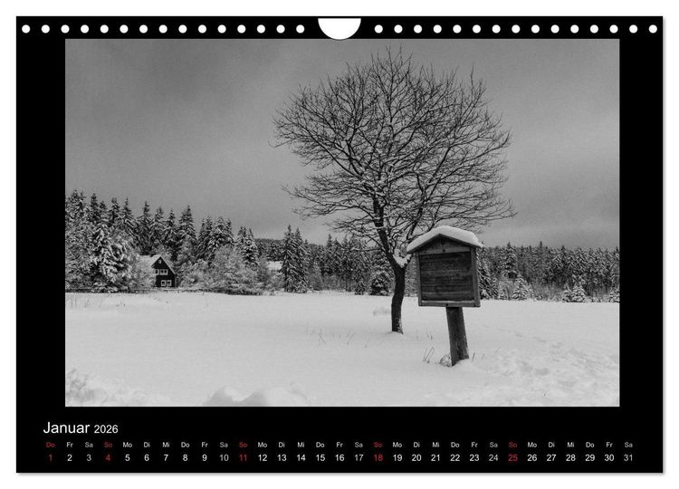 Produktbild: Harz-Bilder in monochrome (Wandkalender 2026 DIN A4 quer), CALVENDO Monatskalender
