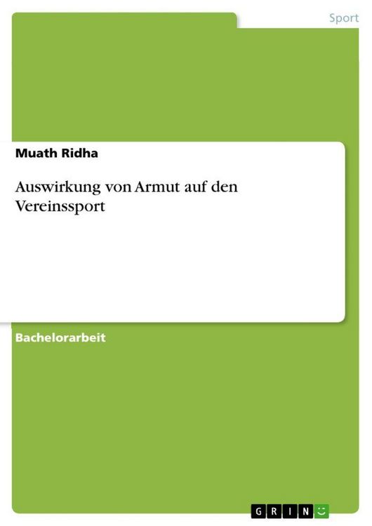 Produktbild: Auswirkung von Armut auf den Vereinssport