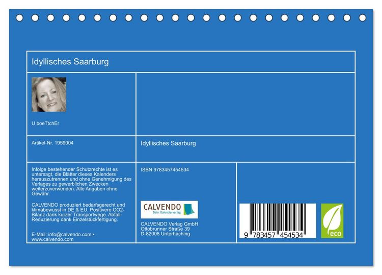 Produktbild: Idyllisches Saarburg (Tischkalender 2026 DIN A5 quer), CALVENDO Monatskalender