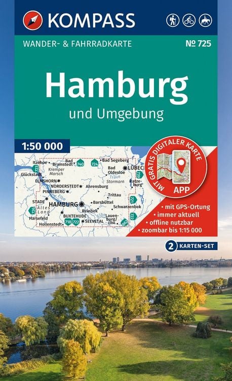 Produktbild: KOMPASS Wanderkarten-Set 725 Hamburg und Umgebung (2 Karten) 1:50.000