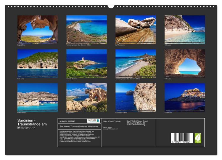 Produktbild: Sardinien - Traumstr&auml;nde am Mittelmeer (hochwertiger Premium Wandkalender 2026 DIN A2 quer), Kunstdruck in Hochglanz