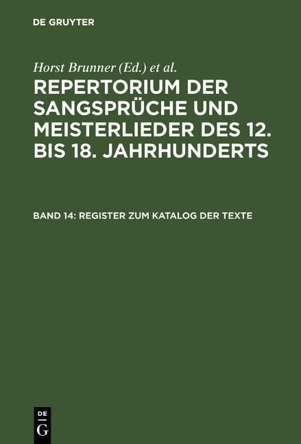 Produktbild: Register zum Katalog der Texte