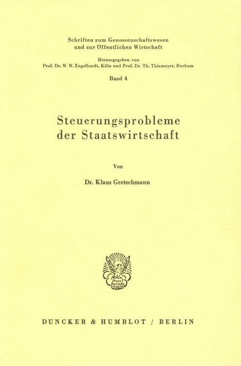 Produktbild: Steuerungsprobleme der Staatswirtschaft.