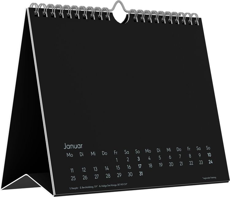 Produktbild: Kreativkalender Tischaufsteller quer schwarz 2027