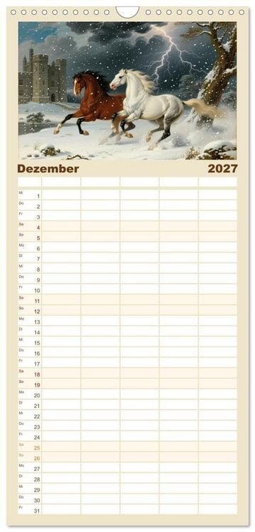 Produktbild: Familienplaner 2027 - Pferdegem&auml;lde, inspiriert von den Alten Meistern mit 5 Spalten (Wandkalender, 21 x 45 cm) CALVENDO