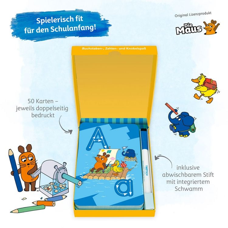 Produktbild: Tr&ouml;tsch Die Maus Lernkarten Schreib und wisch weg mit Stift