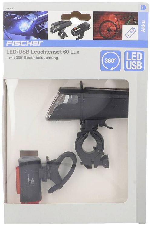 Produktbild: FISCHER FAHRRAD Fahrradbeleuchtung Set TWIN-60/30/15 LED Schwarz