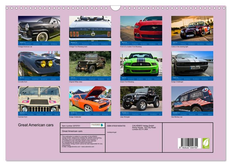 Produktbild: Great American cars (Wall Calendar 2026 DIN A3 landscape), CALVENDO 12 Month Wall Calendar