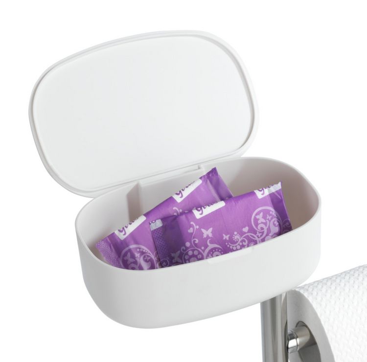 Produktbild: Stand WC-Garnitur mit Box Mod. Rivazza Wei&szlig;, integrierter Toilettenpapierhalter, Ersatzrollenhalter