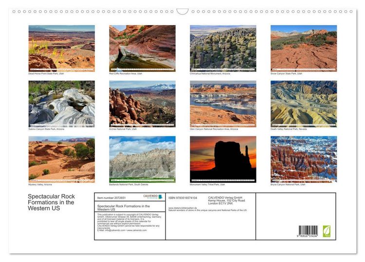 Produktbild: Spectacular Rock Formations in the Western US (Wall Calendar 2026 DIN A2 landscape), CALVENDO 12 Month Wall Calendar
