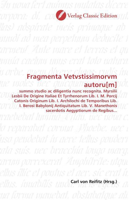 Produktbild: Fragmenta Vetvstissimorvm autoru[m]