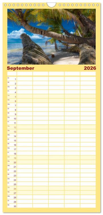 Produktbild: Familienplaner 2026 - Karibik Traum Isla Saona mit 5 Spalten (Wandkalender, 21 x 45 cm) CALVENDO