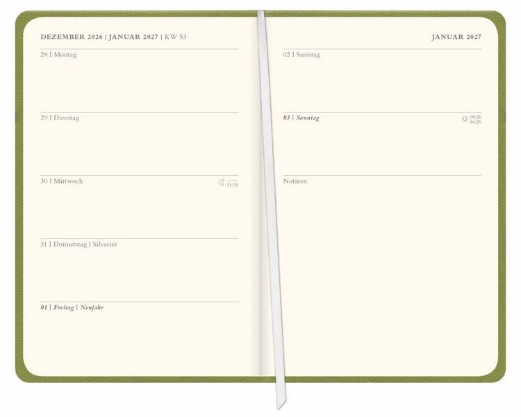 Produktbild: Diario Wochen-Kalenderbuch A6, gr&uuml;n 2027