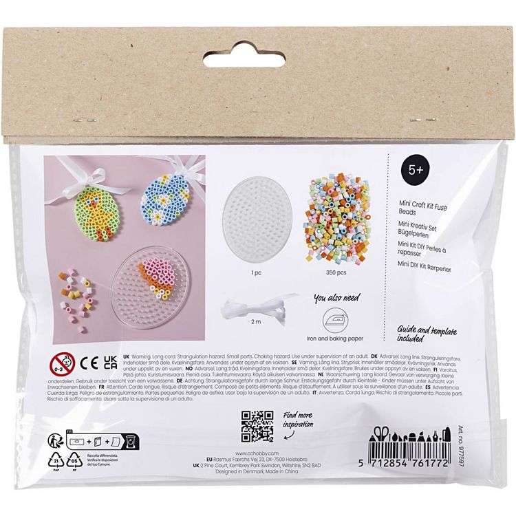 Produktbild: Creativ Company Mini Kreativ Set B&uuml;gelperlen, H&auml;ngedekorationen , in Eierform, sortierte Farben