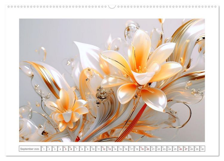 Produktbild: Eleganz in Gold und Orange (Wandkalender 2026 DIN A2 quer), CALVENDO Monatskalender